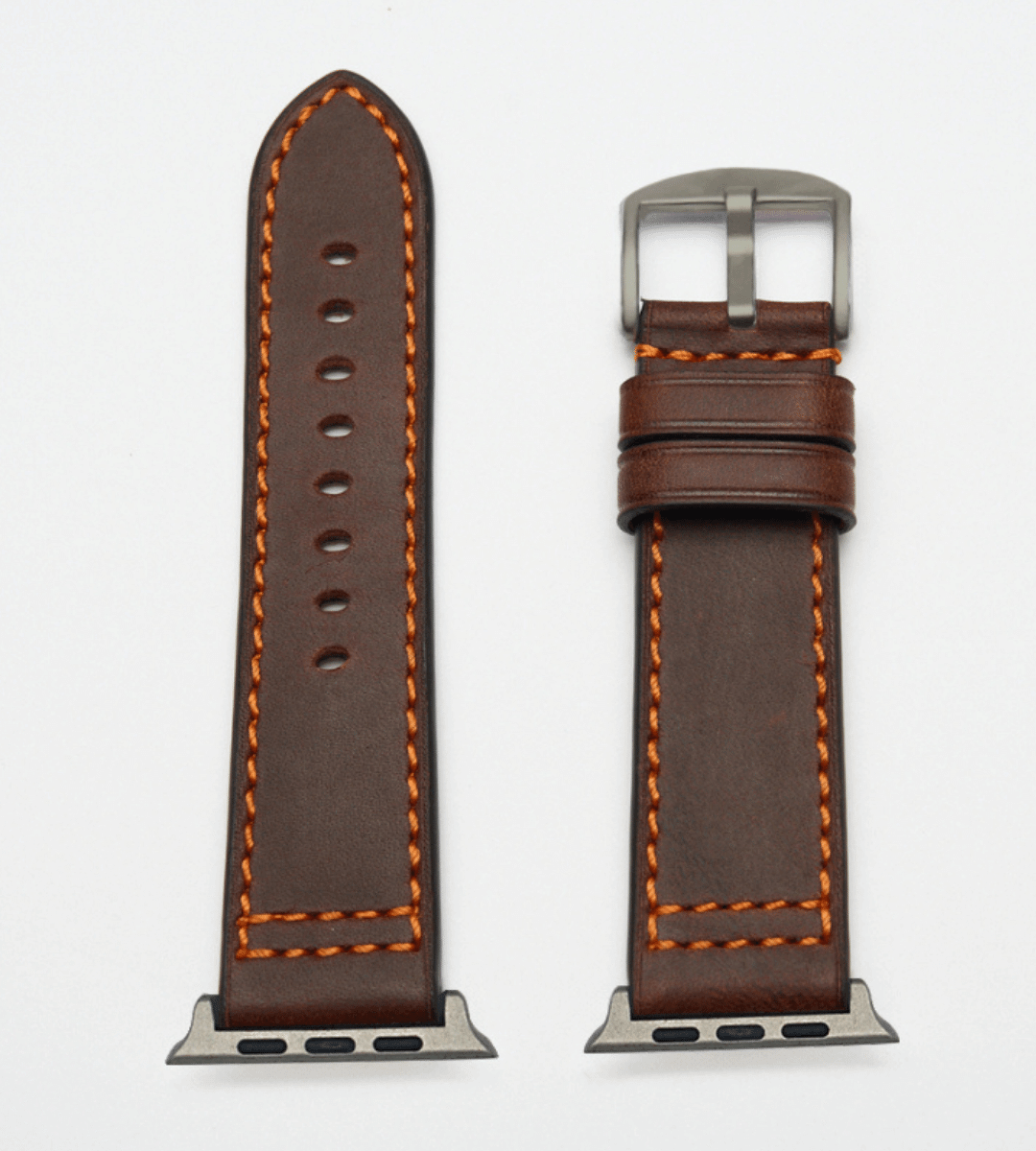 Set für Apple Watch Ultra | Leder Band Hellblau + Dunkelbraun