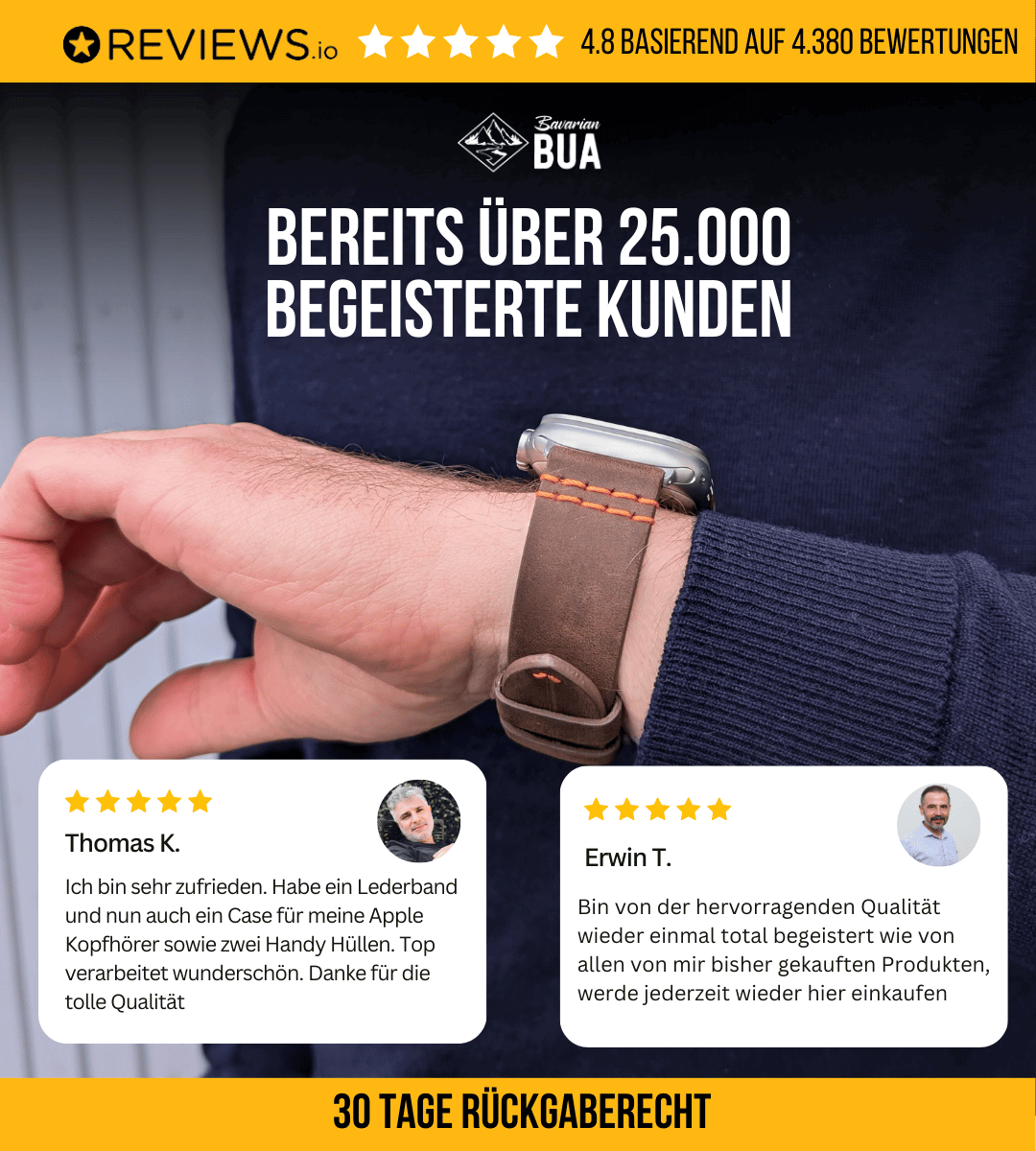 Wasserfestes Lederarmband für die Apple Watch Ultra | Braun