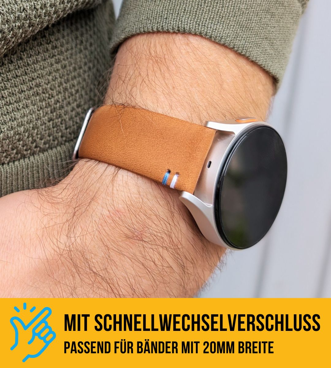 Armband für die Samsung Galaxy Watch aus Lederhosenleder | Schwarz