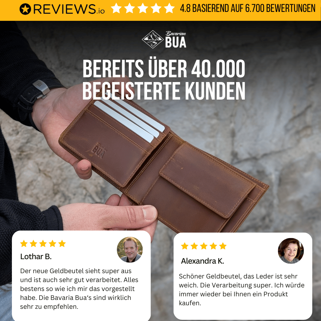 Großer Geldbeutel aus Echtleder mit Münzfach und Klappe