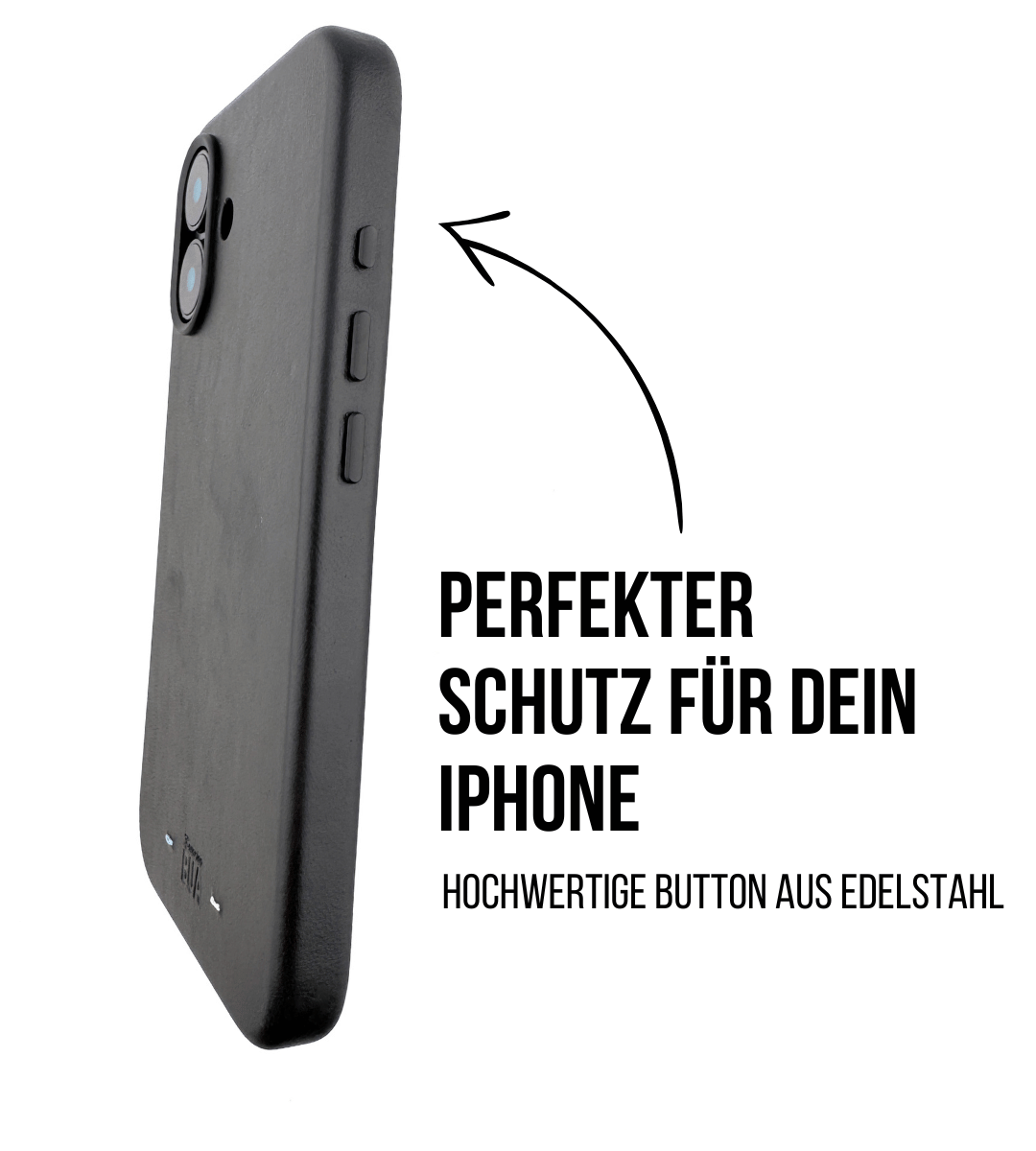 Set Hülle + Band | Hülle für dein iPhone + Robustes Echtlederband, schwarz