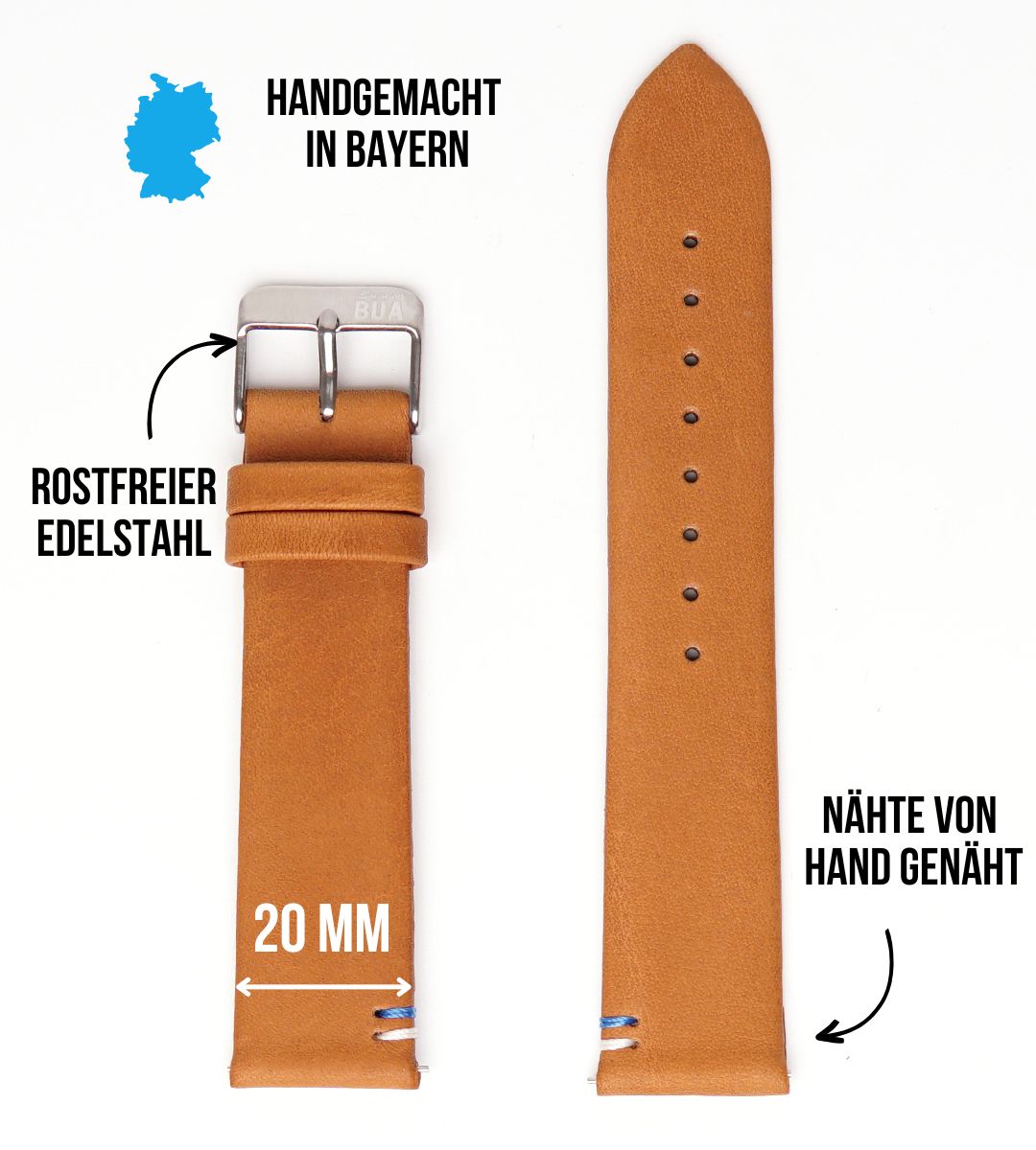 Armband für die Samsung Galaxy Watch aus Kalbleder | Hellbraun