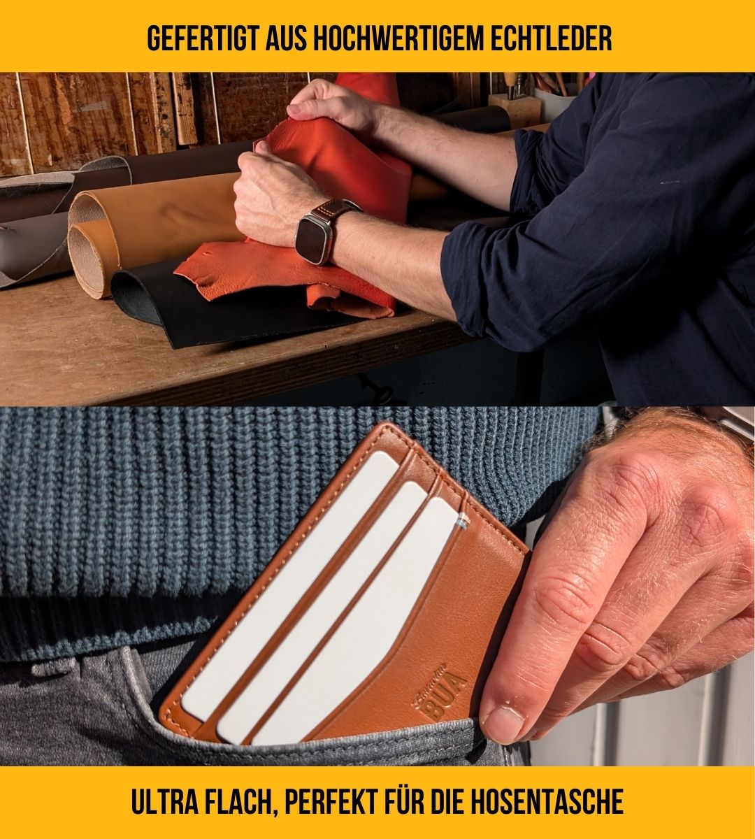 Schlankes Kartenetui aus Echtleder