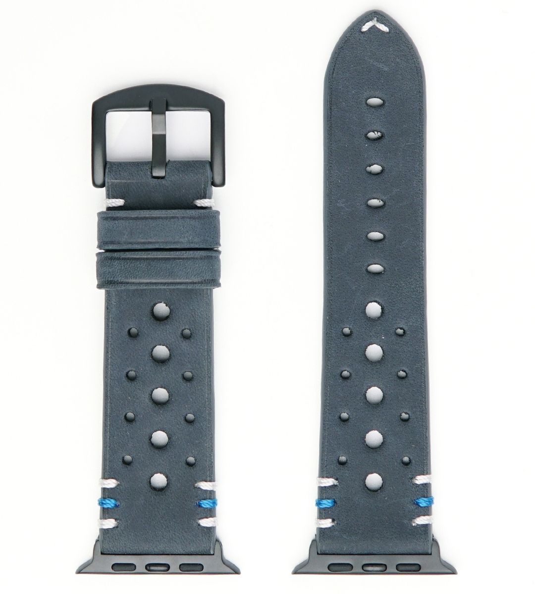 Racing Armband für die Apple Watch Ultra 1, 2 und 3 aus Echtleder | Blau