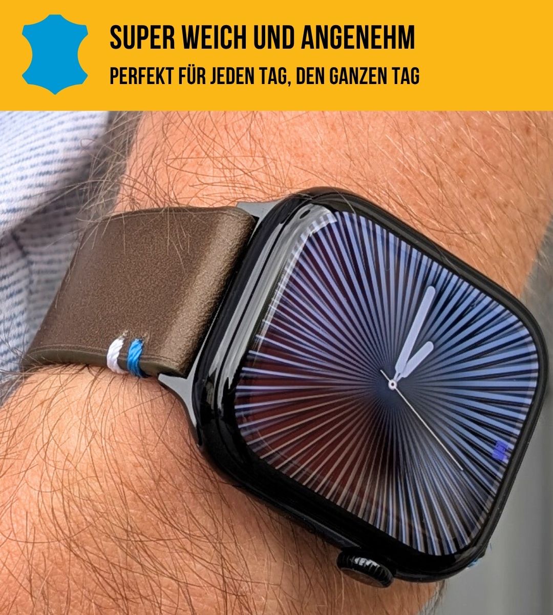 Weiches Lederband für Apple Watch aus Vollnarbenleder Olive