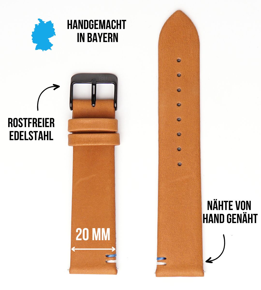 Armband für die Samsung Galaxy Watch aus Kalbleder | Hellbraun