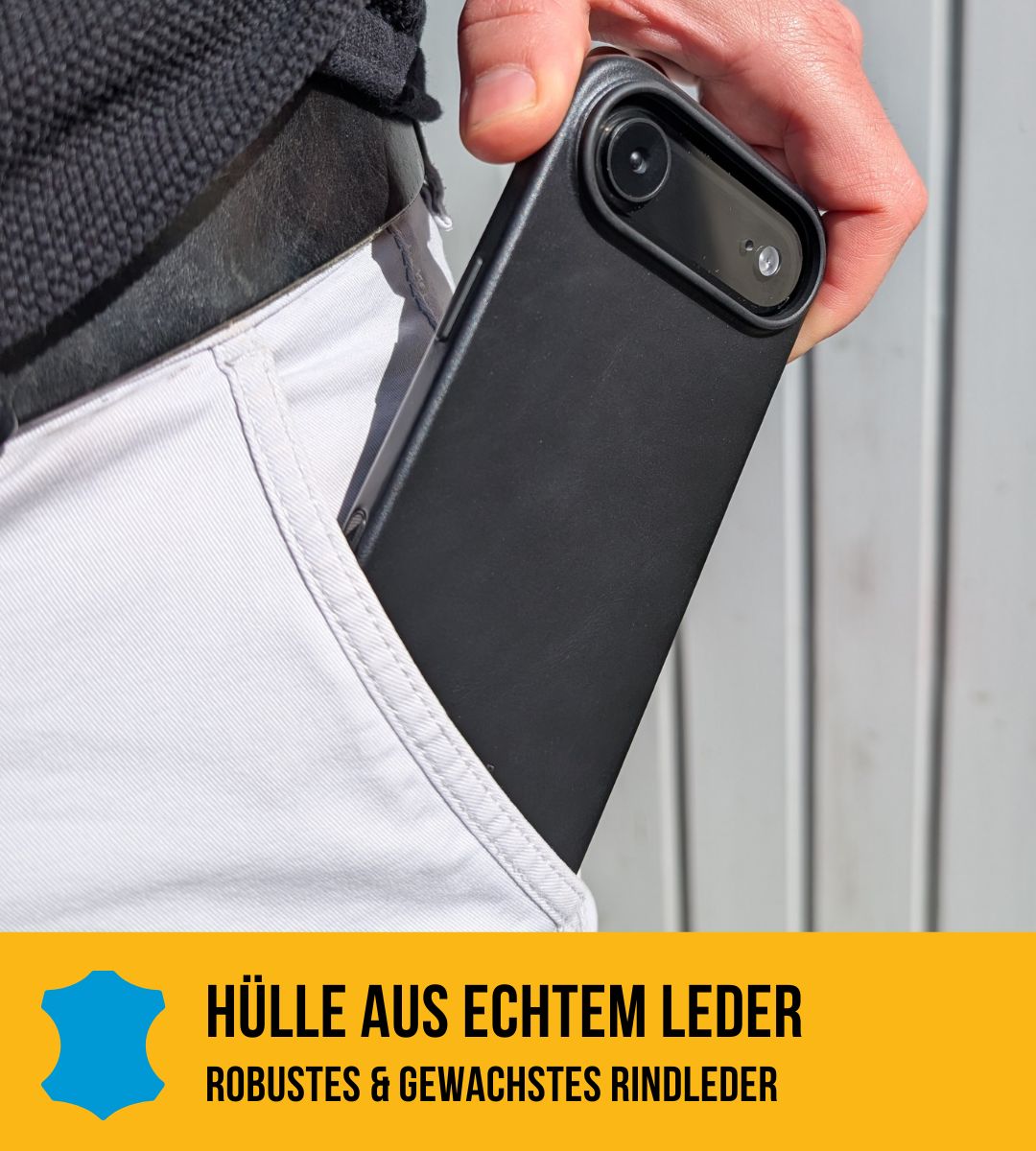 Leder Hülle für iPhone mit MagSafe | Schwarz