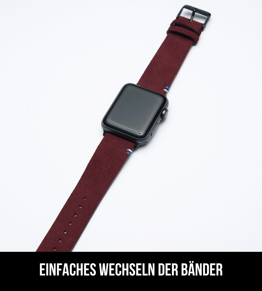 Apple Watch® Wildlederbandl | Weinrot