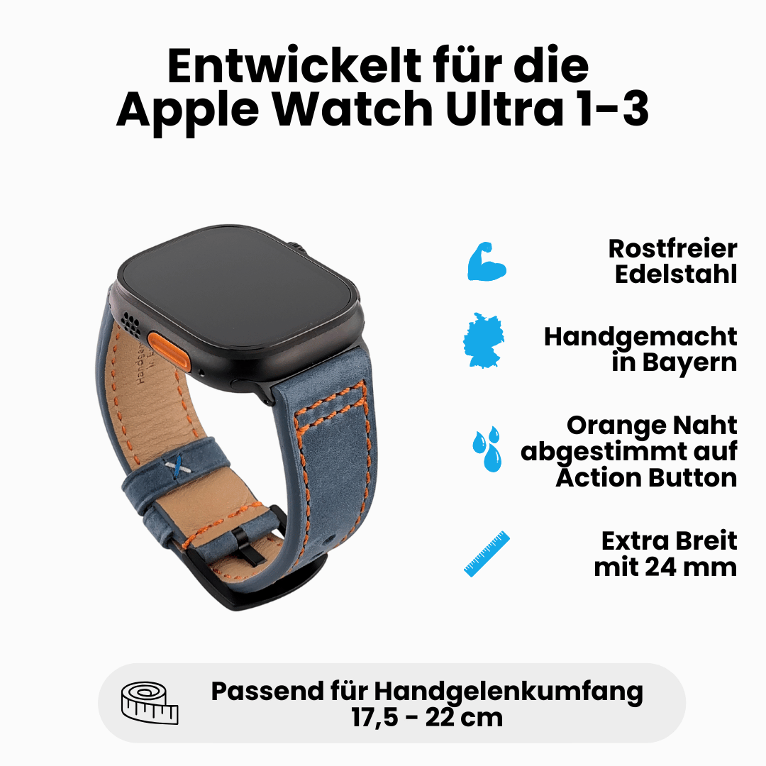 Robustes Armband für die Apple Watch Ultra aus Echtleder