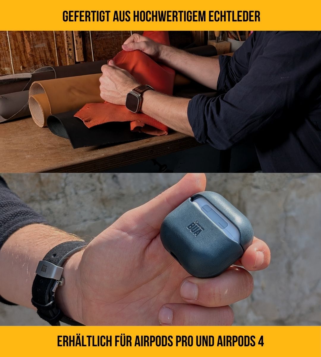 Leder Hülle für AirPods mit MagSafe | Blau