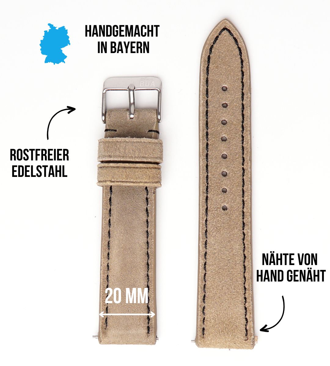 Armband für die Samsung Galaxy Watch aus Lederhosenleder | Beige