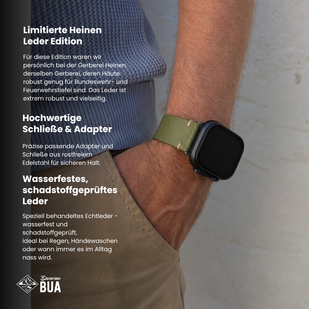 Limitiertes Wasserfestes Heinen Leder Armband für Apple Watch Ultra