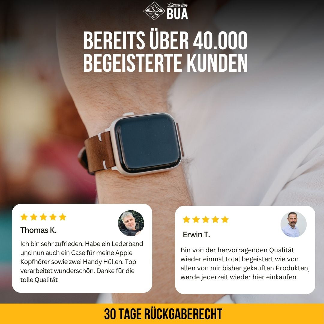 Weiches Lederband für Apple Watch aus Vollnarbenleder Blau