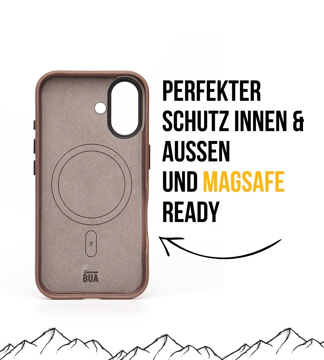 Leder Hülle für iPhone mit MagSafe | Braungrau