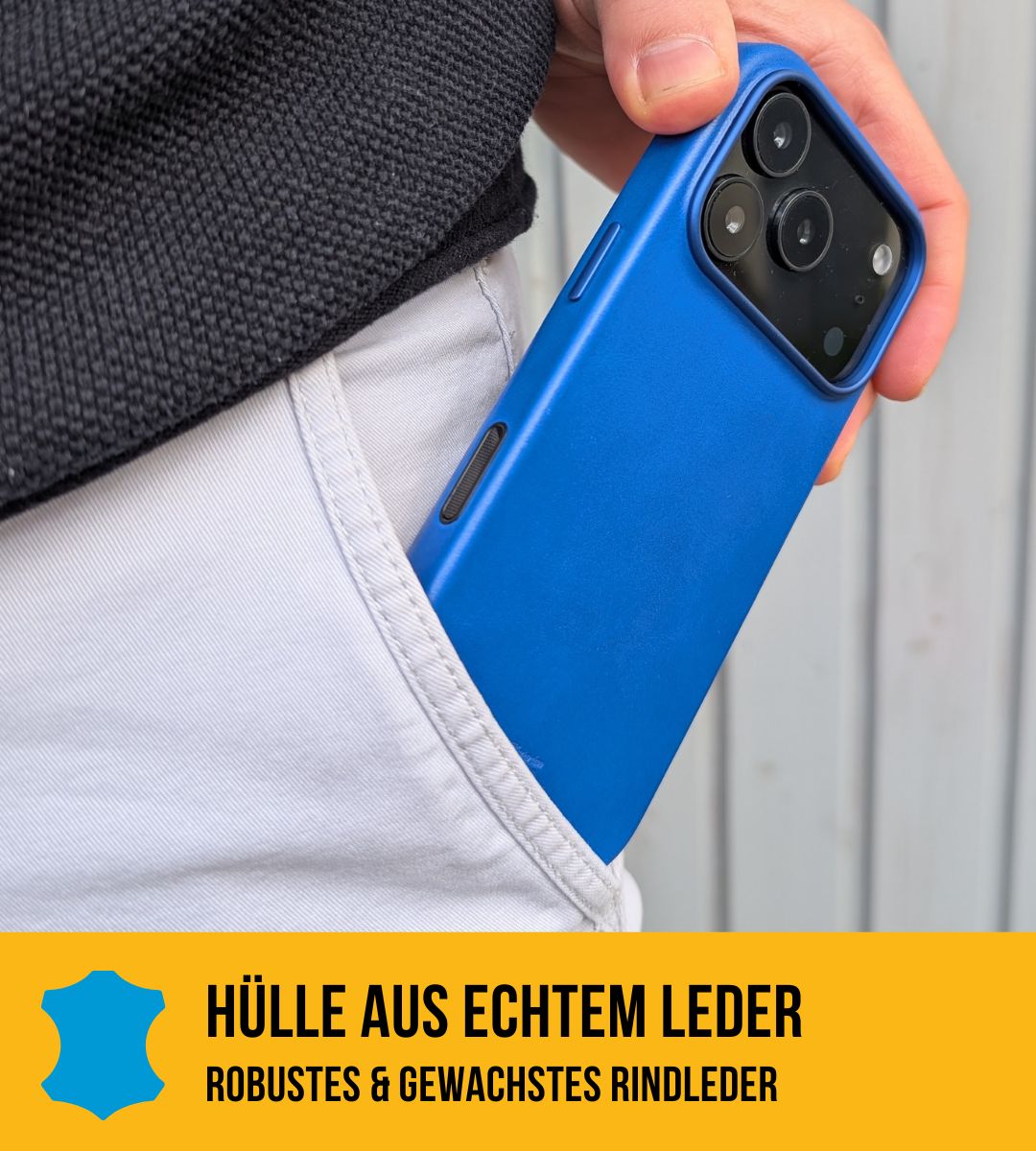Leder Hülle für iPhone 17 mit MagSafe | Blau