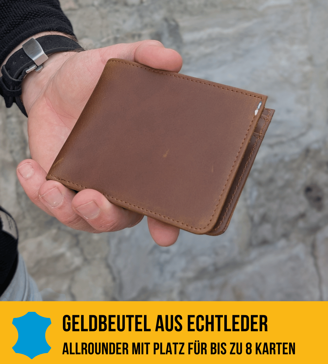 Geldbeutel aus Echtleder mit Münzfach