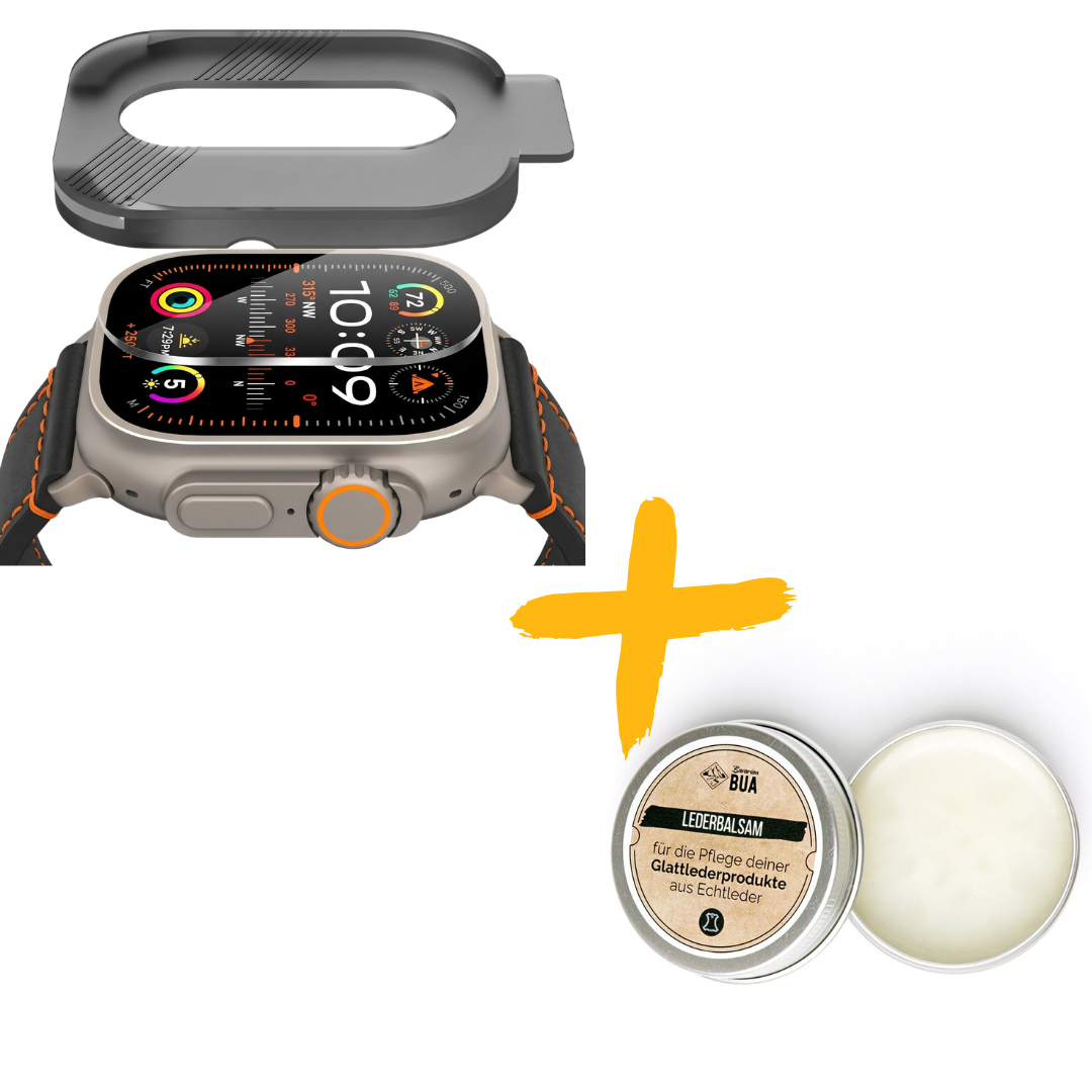 Apple Watch Ultra Pflegeset - Displayschutzfolie & Lederbalsam