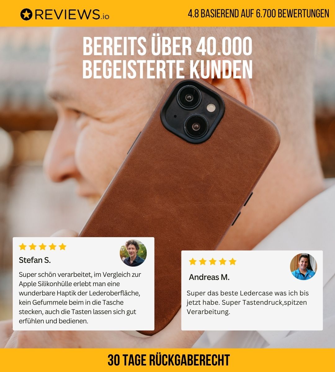 Leder Hülle für iPhone mit MagSafe | Braun
