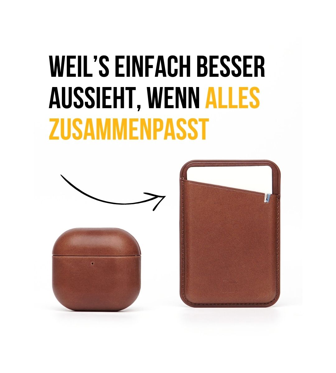 Set Hülle + Wallet | Leder Hülle für dein iPhone + Leder Wallet mit MagSafe Braun