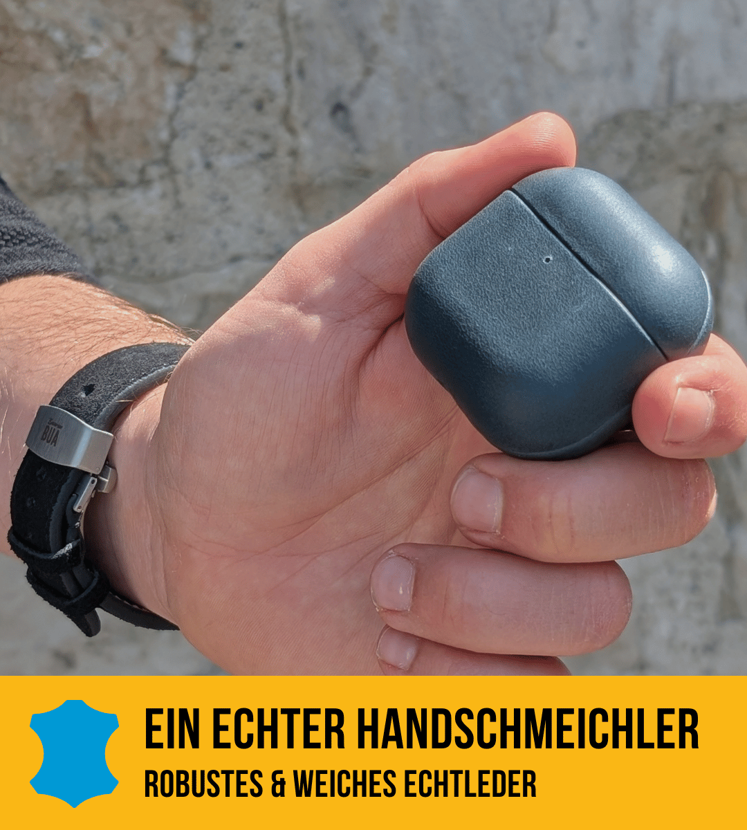 Leder Hülle für AirPods mit MagSafe | Blau