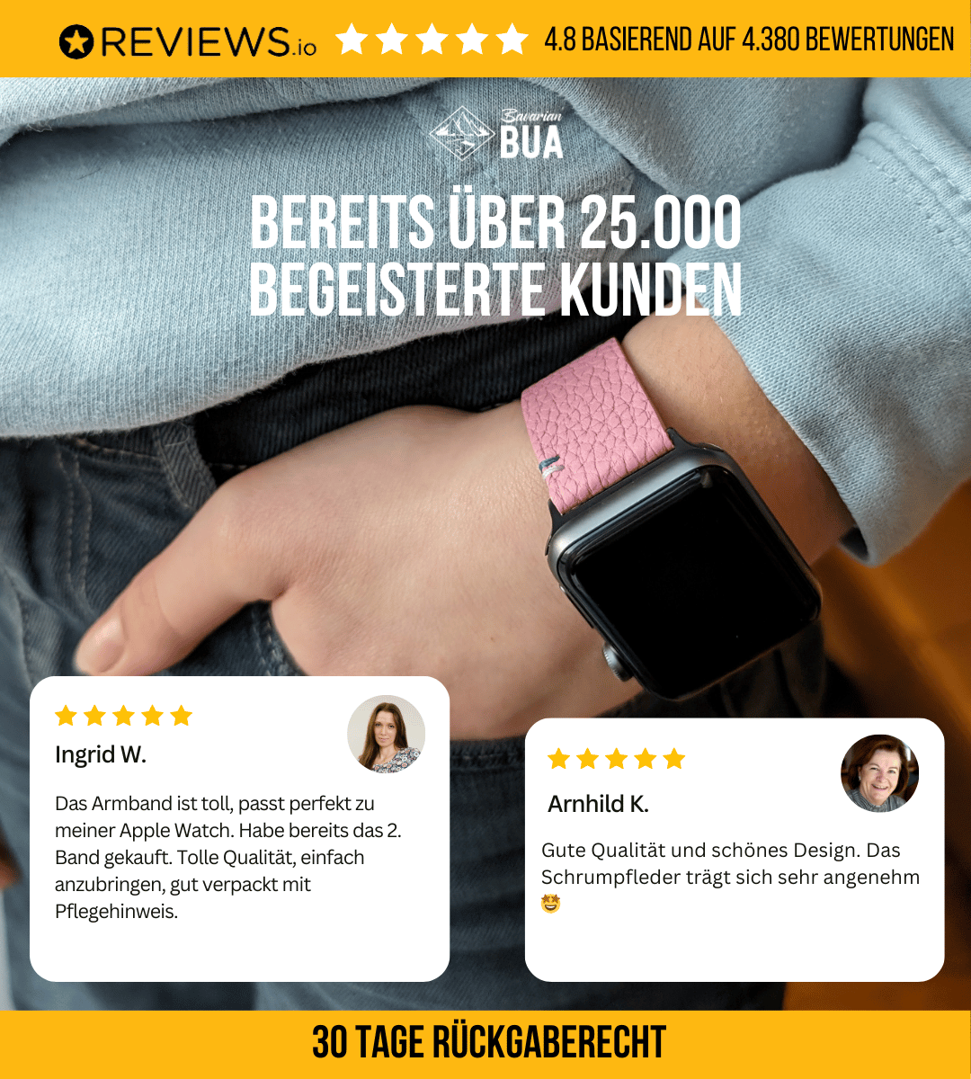 Armband für die Apple Watch aus genarbtem Leder | Hellbraun