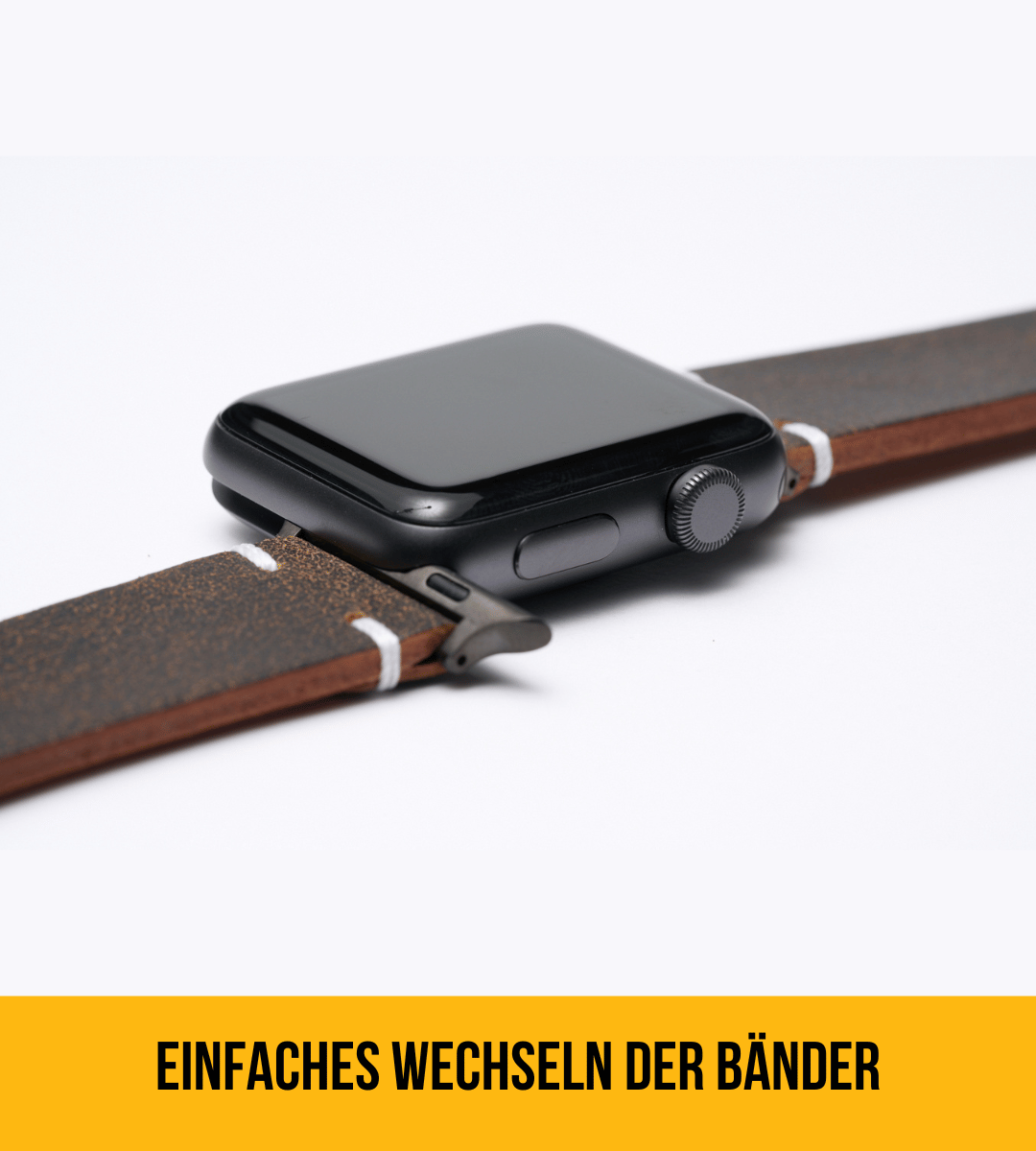 Armband für die Apple Watch aus Rindleder | Dunkelbraun Rough Edelweiß
