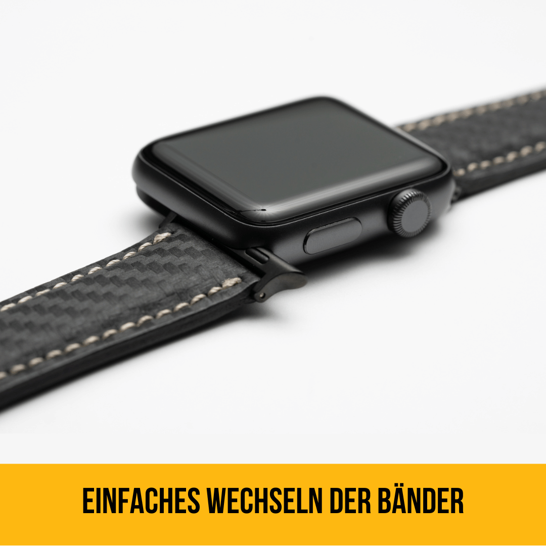 Damen Armband für die Apple Watch aus Rindleder | Carbon