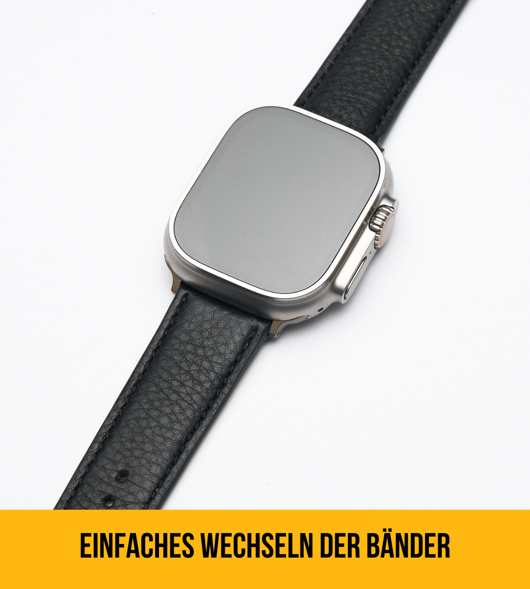 Biolederband für die Apple Watch | Schwarz Naht