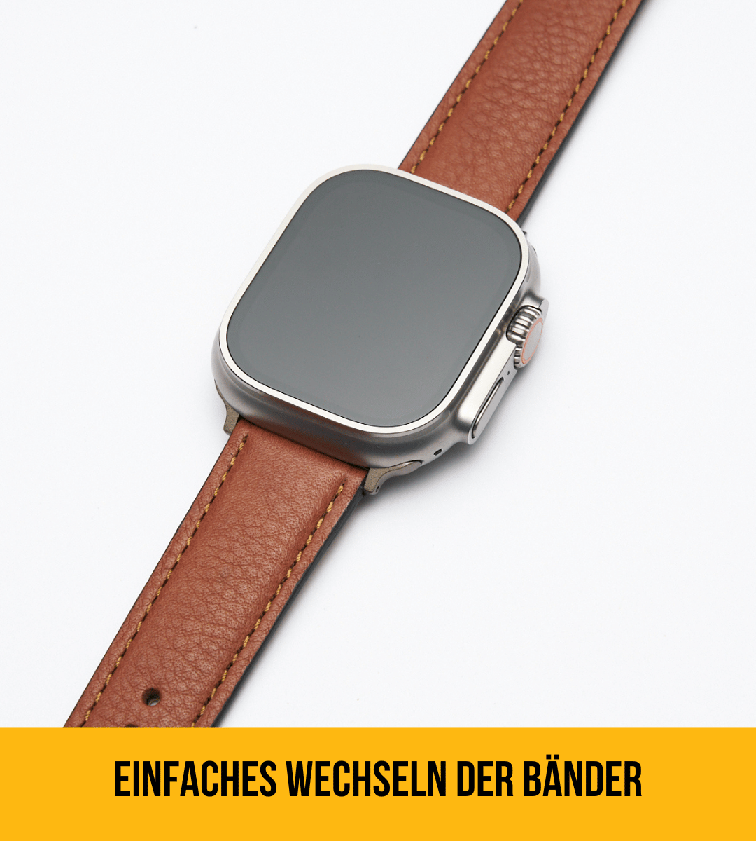 Damen Armband für die Apple Watch aus Bioleder | Mittelbraun Naht