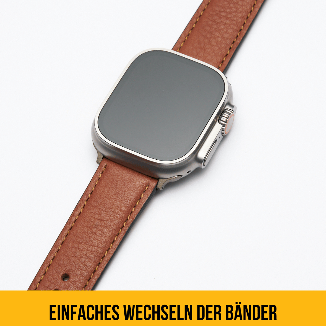 Damen Armband für die Apple Watch aus Bioleder | Mittelbraun Naht