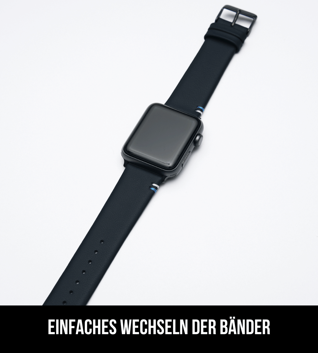 Armband für die Apple Watch aus Kalbleder | Schwarz Franken