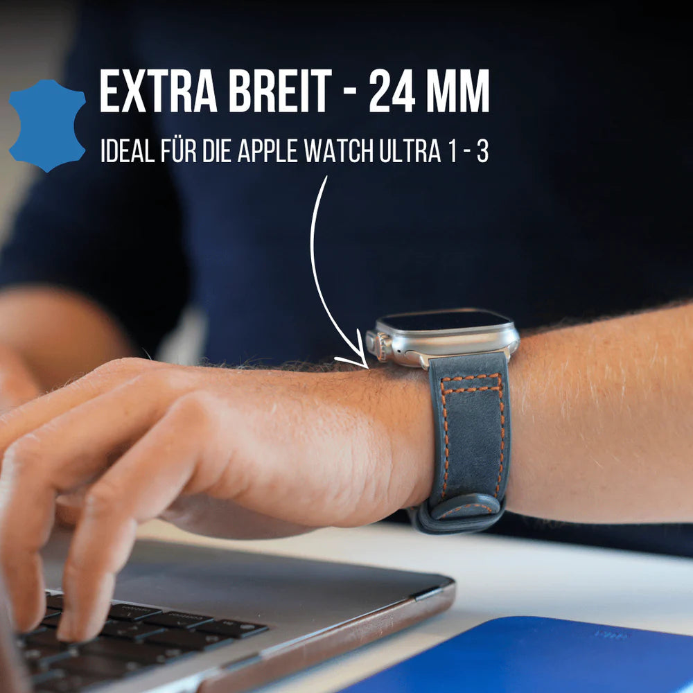 Robustes Armband für die Apple Watch Ultra aus Echtleder