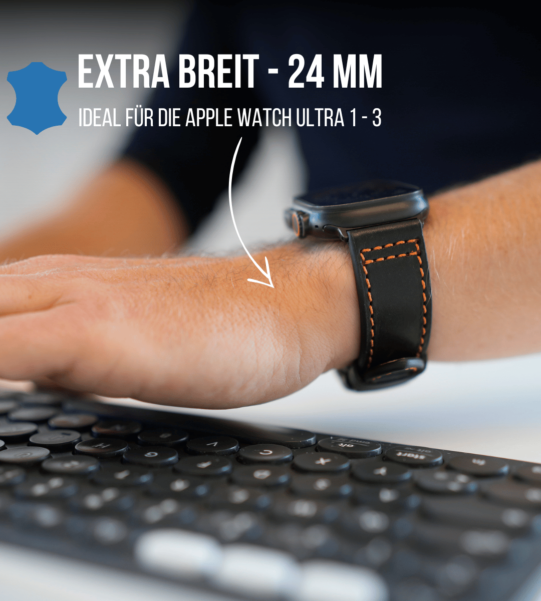 Robustes Armband für die Apple Watch Ultra aus Echtleder