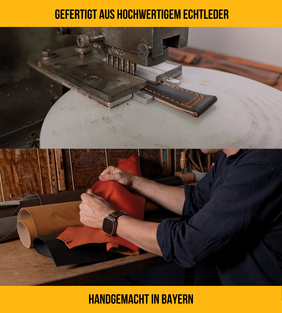 Armband für die Samsung Galaxy Watch aus Lederhosenleder | Schwarz