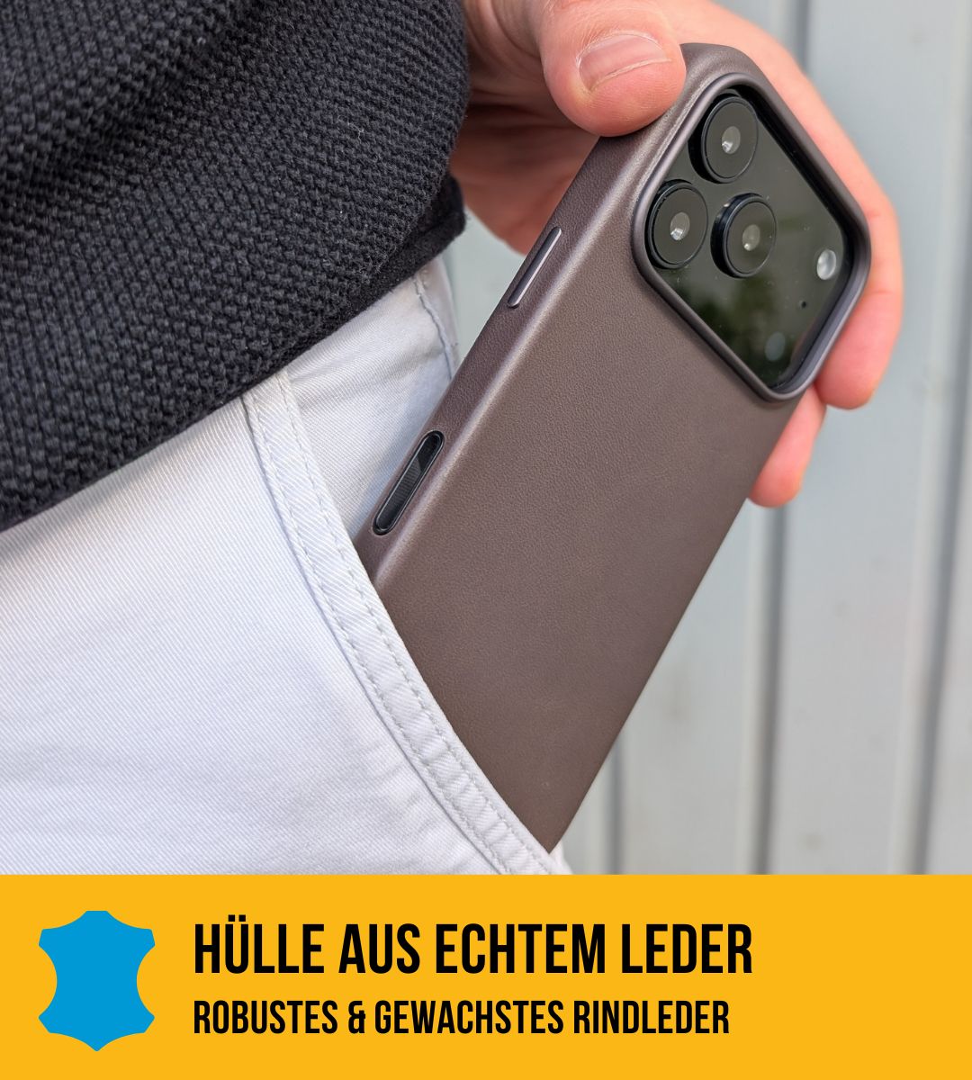 Leder Hülle für iPhone 17 mit MagSafe | Grau