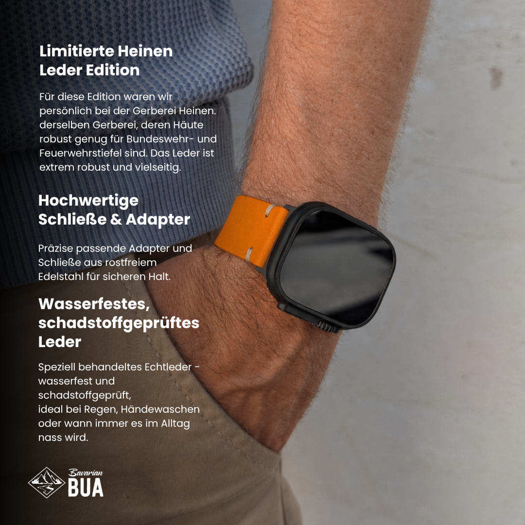 Limitiertes Wasserfestes Heinen Leder Armband für Apple Watch Ultra