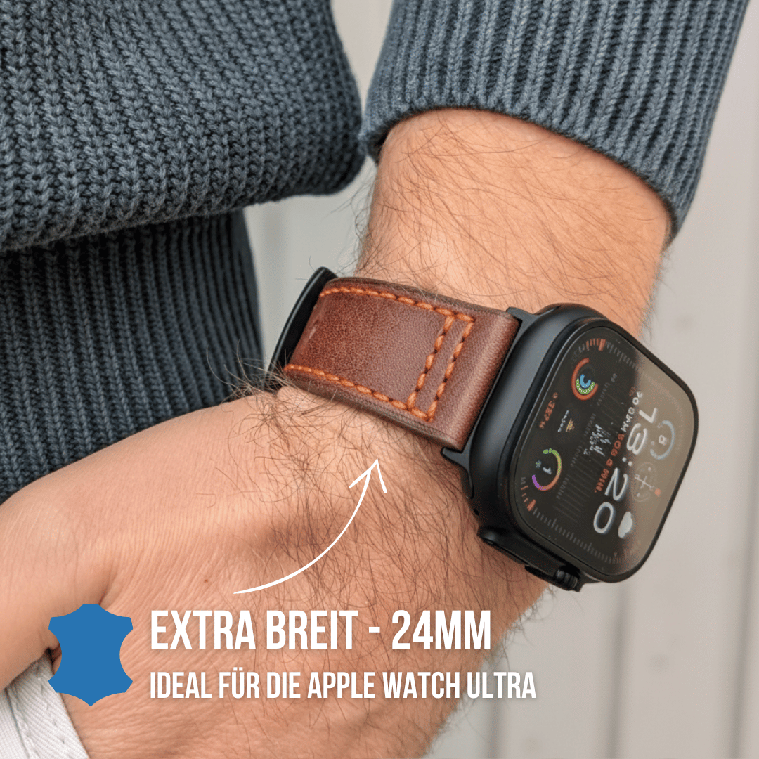 Robustes Armband für die Apple Watch Ultra aus Echtleder
