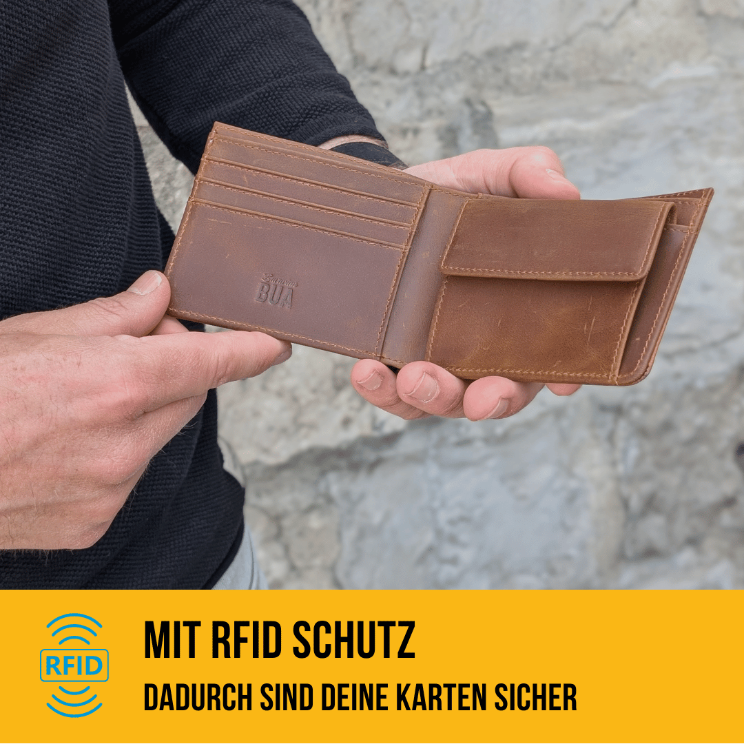 Geldbeutel aus Echtleder mit Münzfach