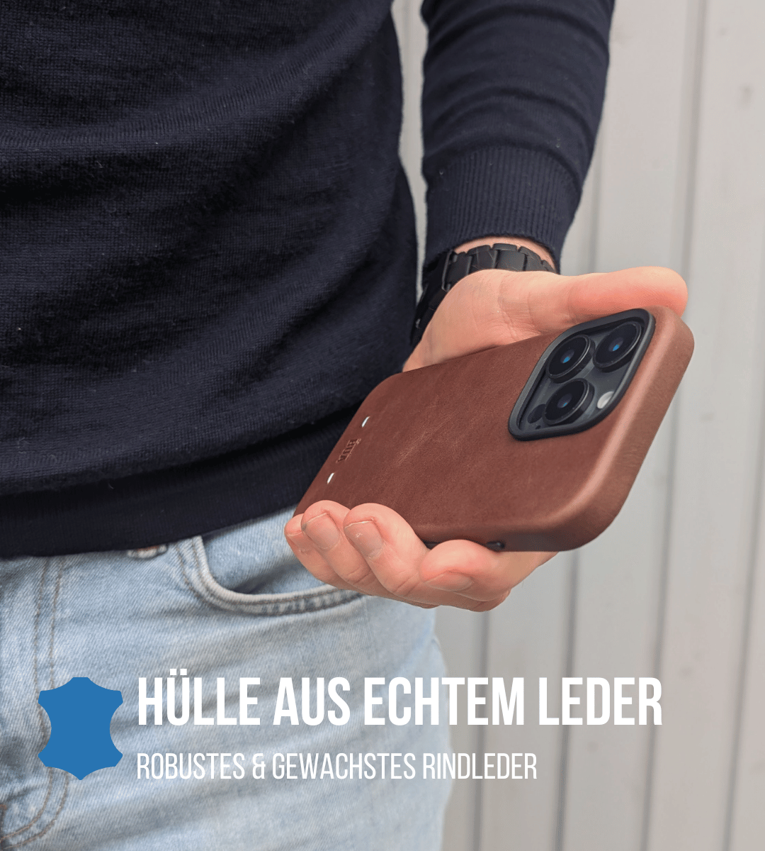 Leder Hülle für iPhone mit MagSafe | Braun