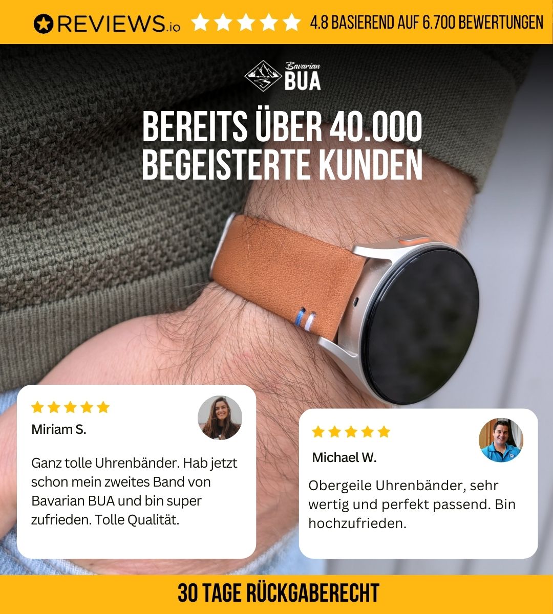Armband für die Samsung Galaxy Watch aus Lederhosenleder | Braun