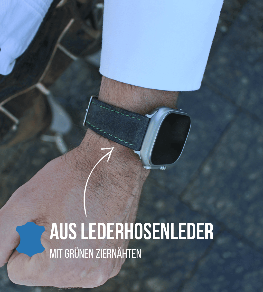 Apple Watch® Lederhosenbandl | Grau