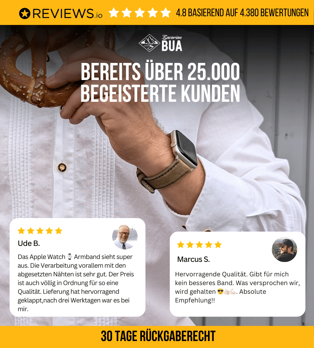 Armband für die Apple Watch Ultra aus Lederhosenleder | Beige