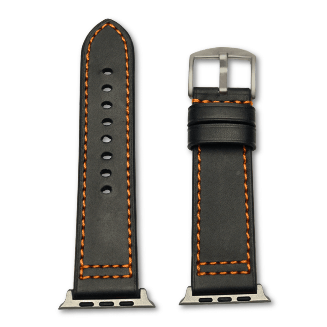 Robustes Armband für die Apple Watch Ultra aus Echtleder | Schwarz