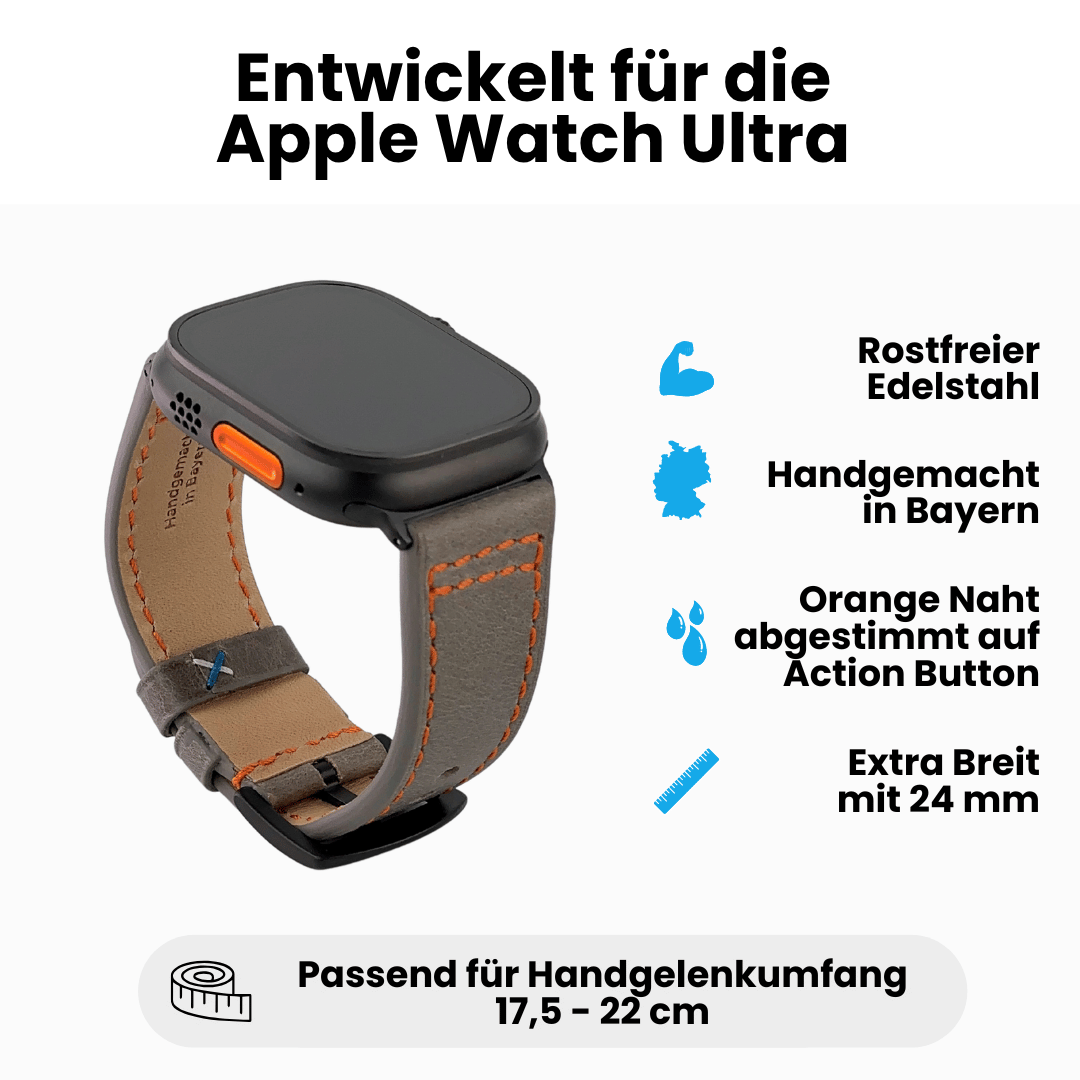 Robustes Armband für die Apple Watch aus Echtleder