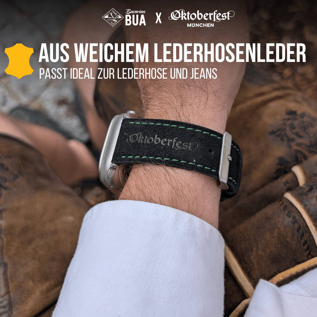 Oktoberfest™️ Lederhosenbandl für deine Apple Watch, schwarz