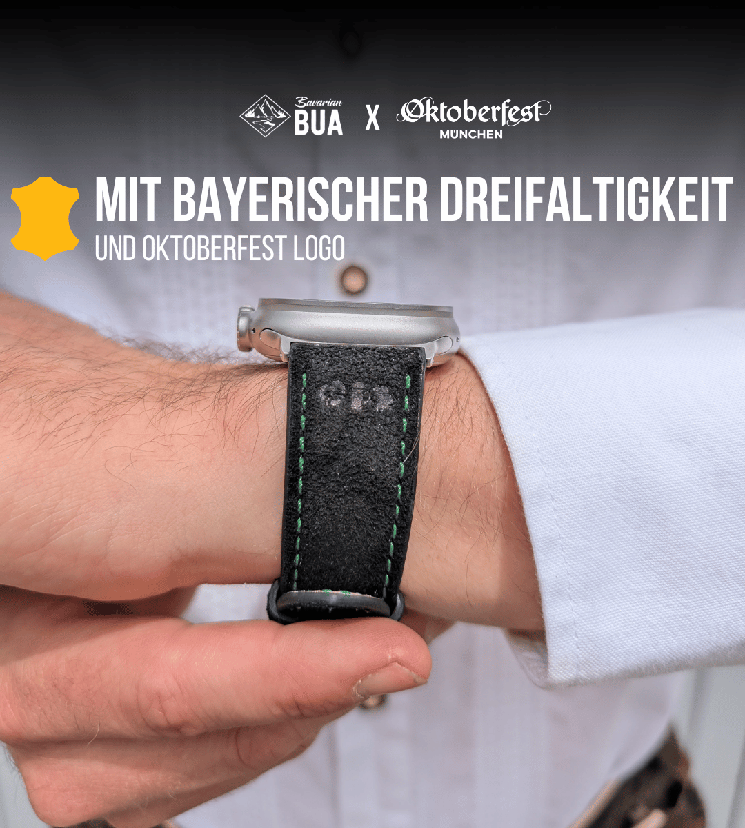 Oktoberfest™️ Lederhosenbandl für deine Apple Watch, schwarz