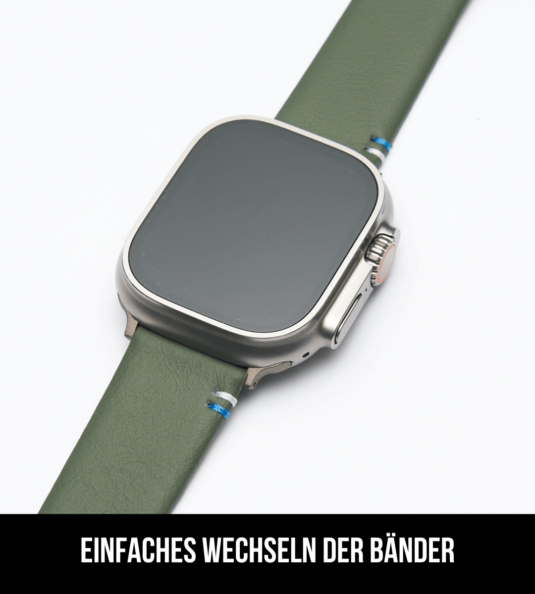 Armband für die Apple Watch aus Kalbleder | Salbei Herz