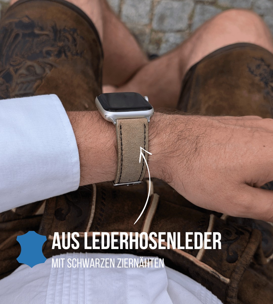 Armband für die Apple Watch aus Lederhosenleder | Beige