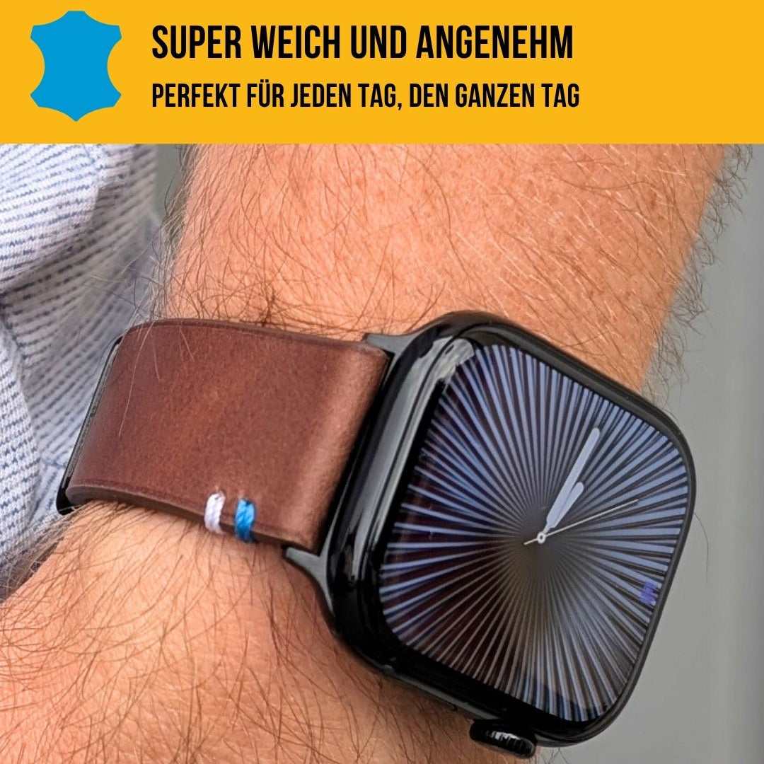 Weiches Lederband für Apple Watch aus Vollnarbenleder