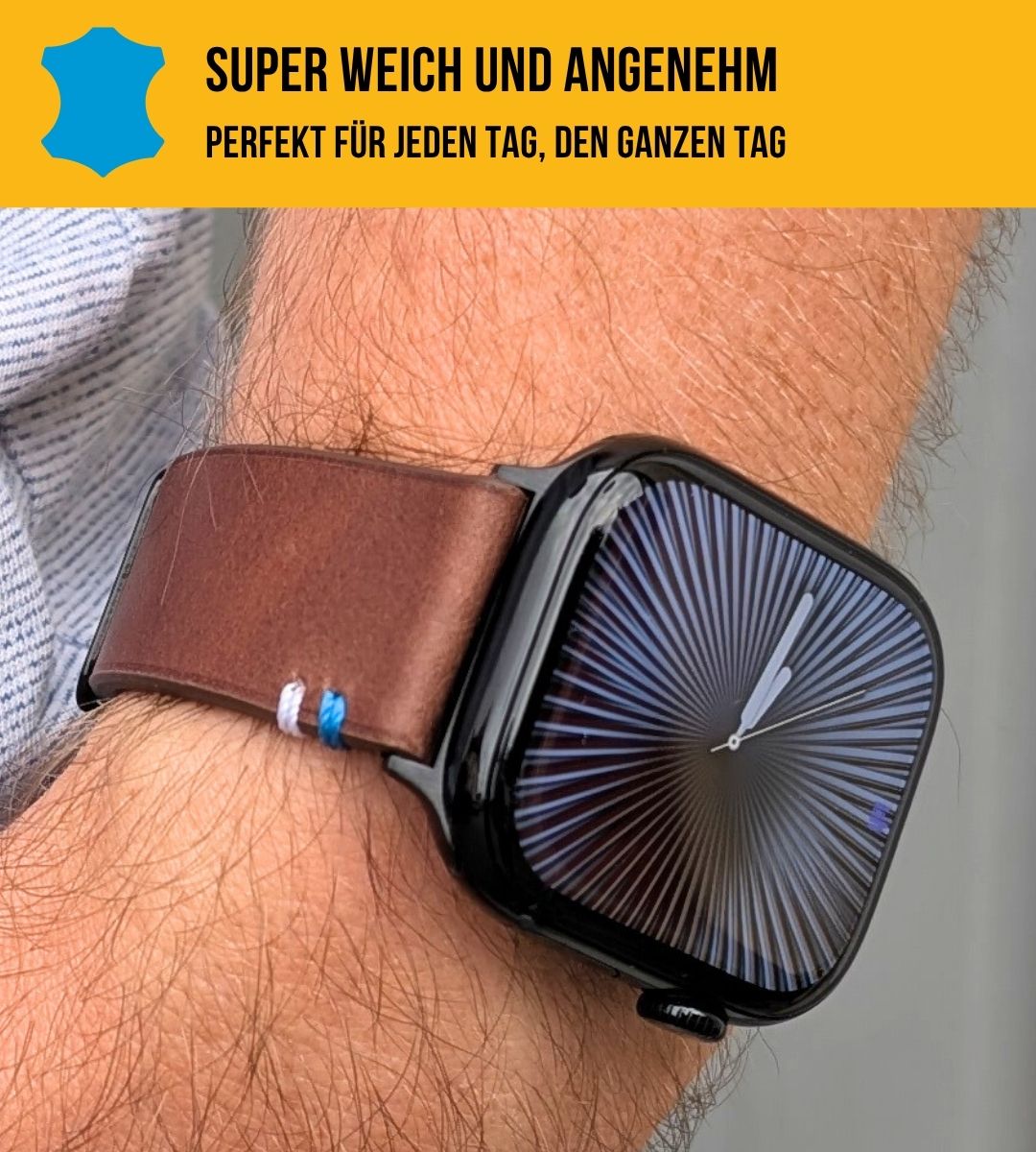 Weiches Lederband für Apple Watch aus Vollnarbenleder Braun